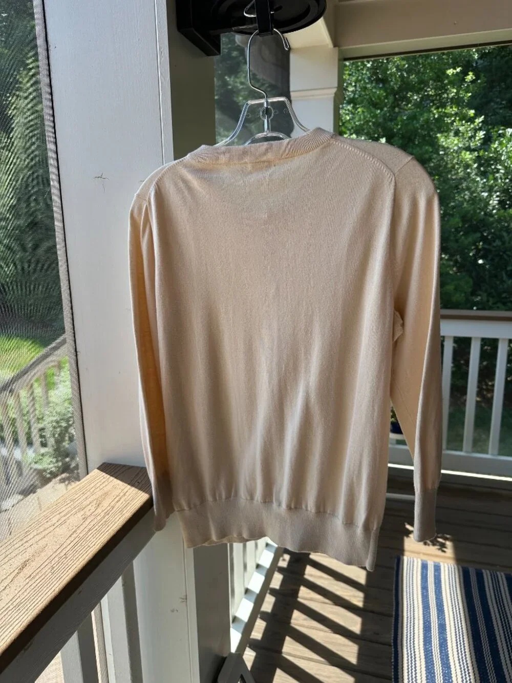 J.Crew Clare Cardigan Champagne Beige Ecru 100% Cotton Button Down Crew Size M